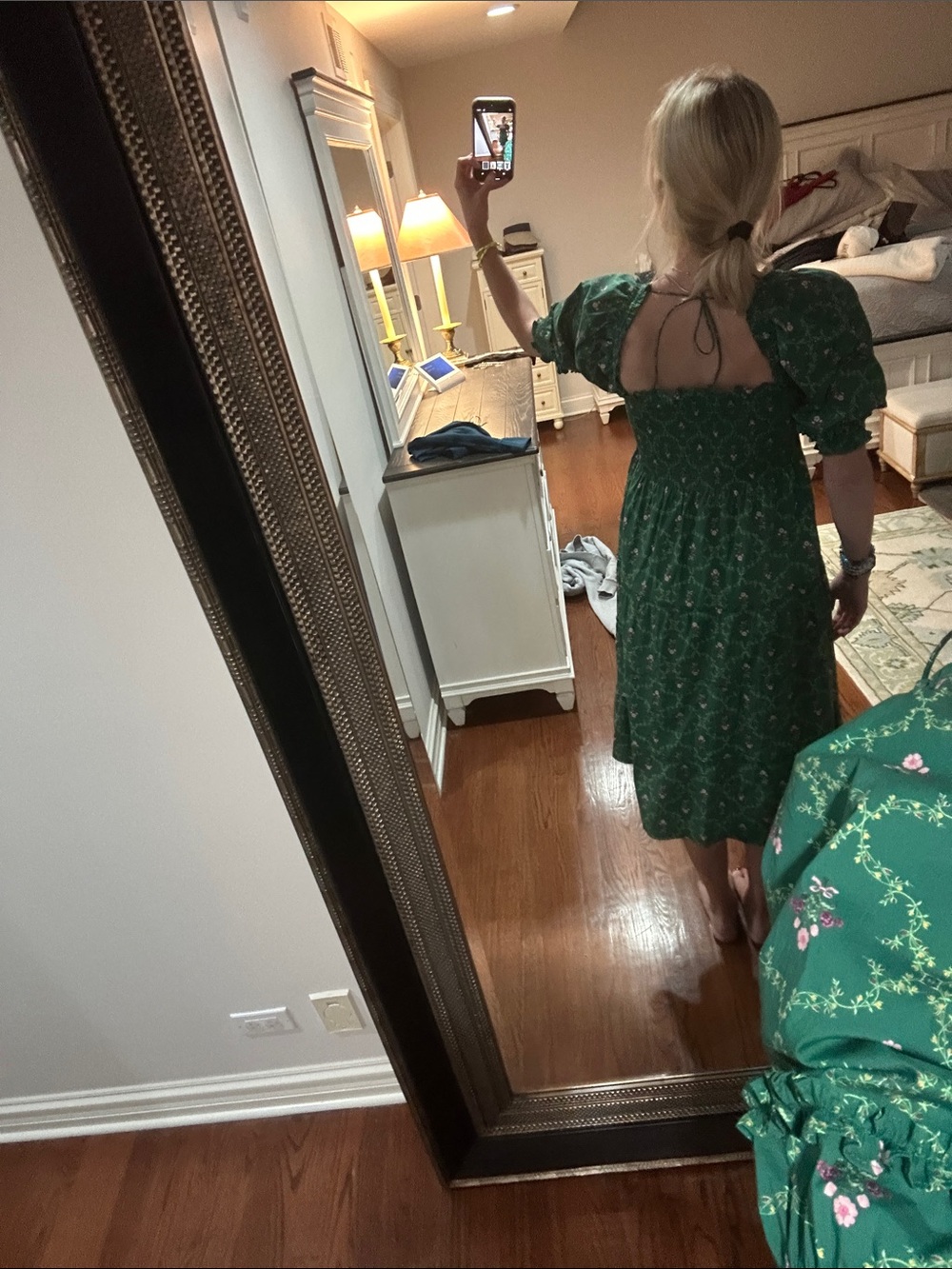 Hill house Green Floral Puff Sleeve Midi Dress - Picture 4 of 4